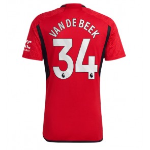 Lacne Muži Futbalové dres Manchester United Donny van de Beek #34 2023-24 Krátky Rukáv - Domáci